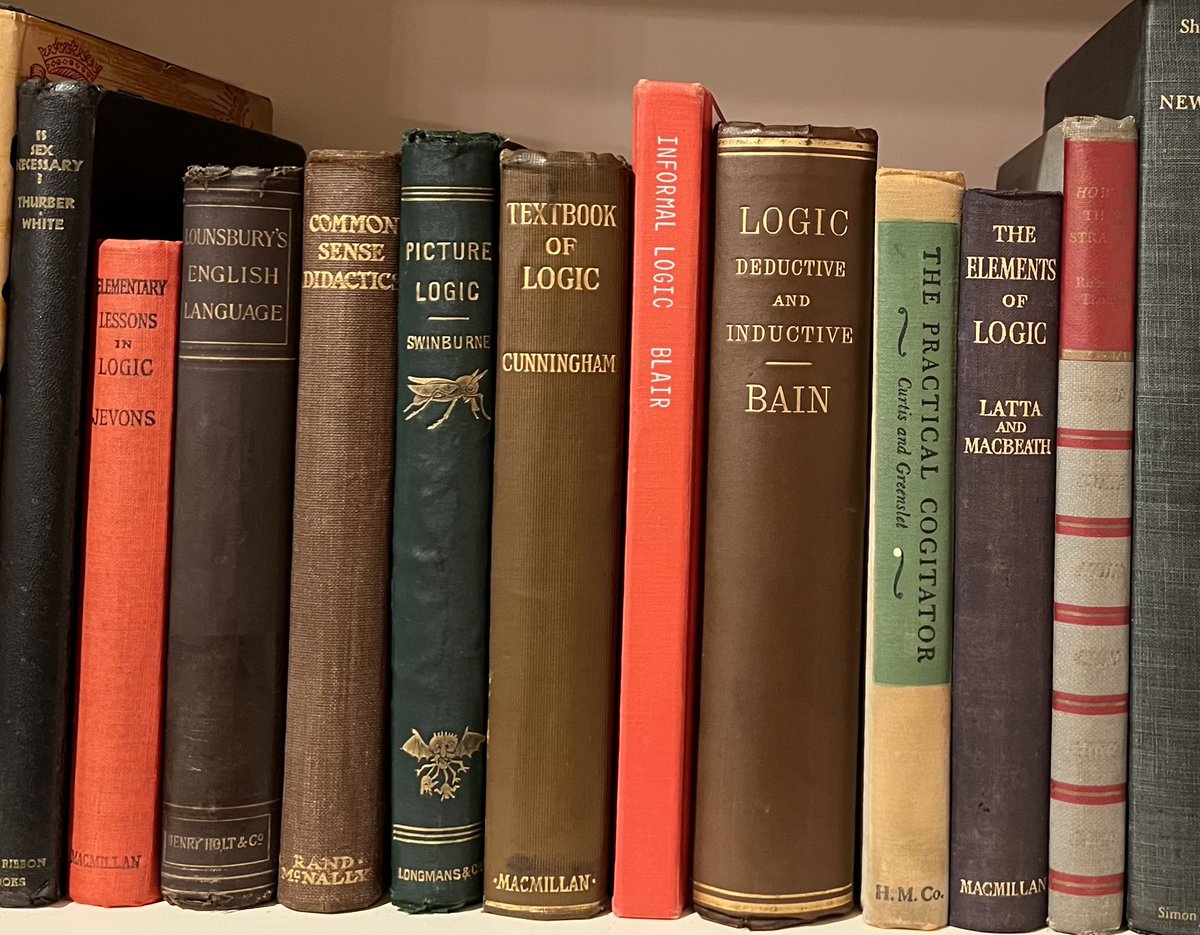 A few more favorite books—in the guest bedroom. One of these things doesn’t belong with the others. Can you tell which? #logic #philosophy