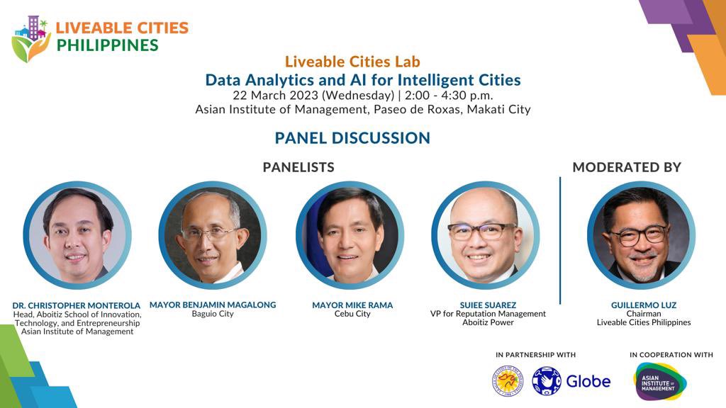 Join us tomorrow, March 22 at 2:30 to 4:30 pm to discover the power of data analytics and AI, and learn how to turn raw data into actionable insights to become an intelligent city. Sign up now at bit.ly/dataanalyticsa…
#LiveableCities #intelligentcities #AI #baguiocity #cebucity
