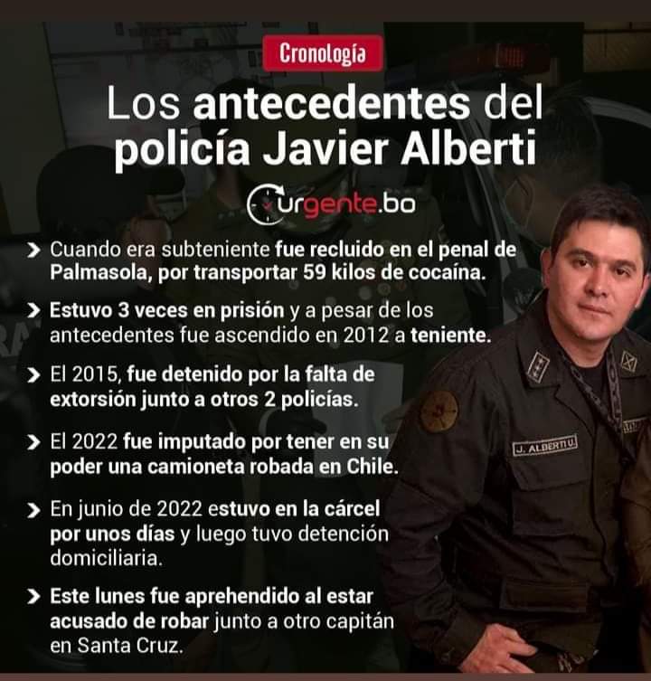 miguelcgangel's tweet photo. Una mujer librecambista está en detención preventiva por 4 meses por vender dólares con 8 CENTAVOS de diferencia. 

Pero este Policía ladrón, narco, contrabandista ha estado libre por años y ha sido ascendido.

Ese es el asqueroso estado y la asquerosa Justicia Boliviana.🇧🇴 https://t.co/vcXwrezEF3