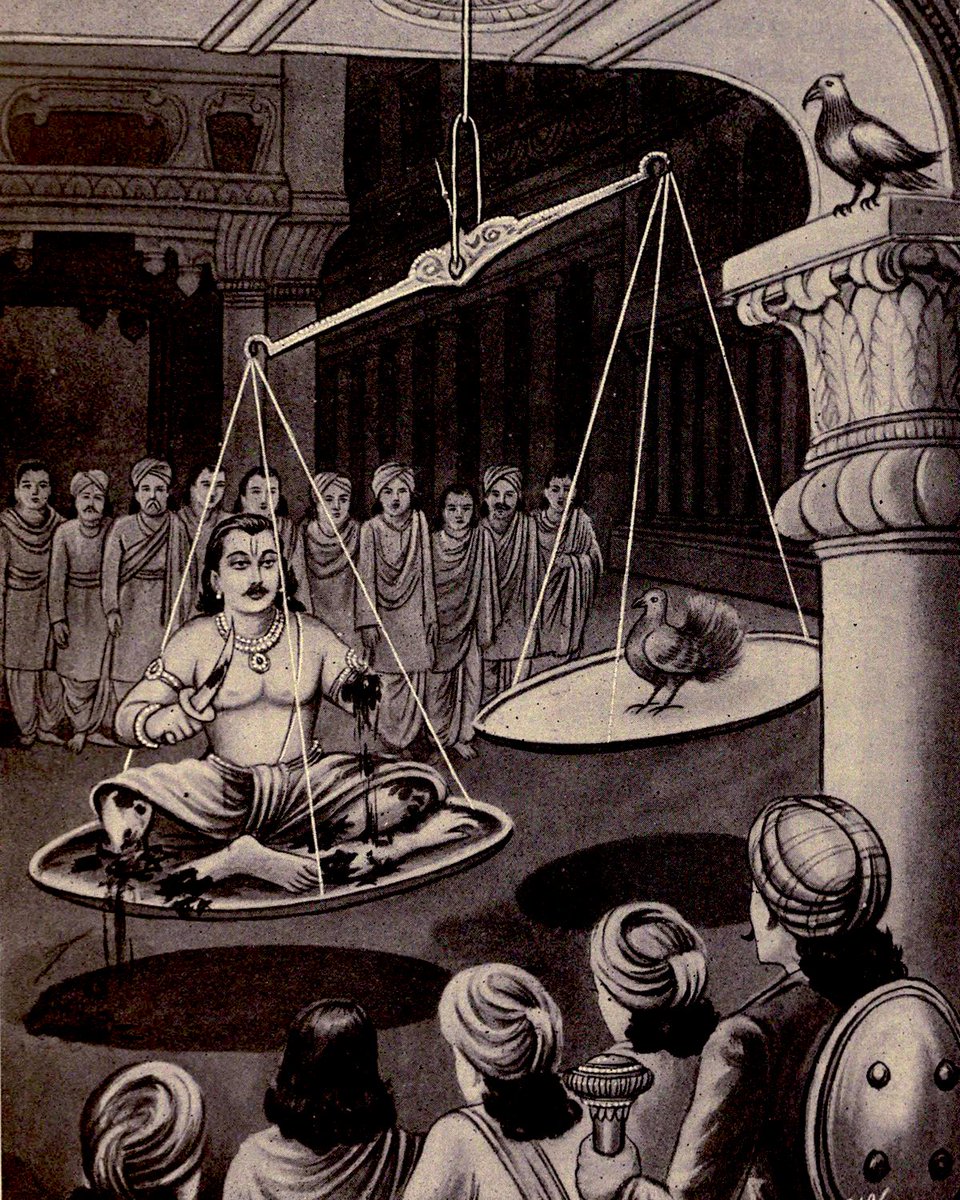 जब कबूतर की बचाने को जान, 
राजा शिवि ने कर दिया देहदान।