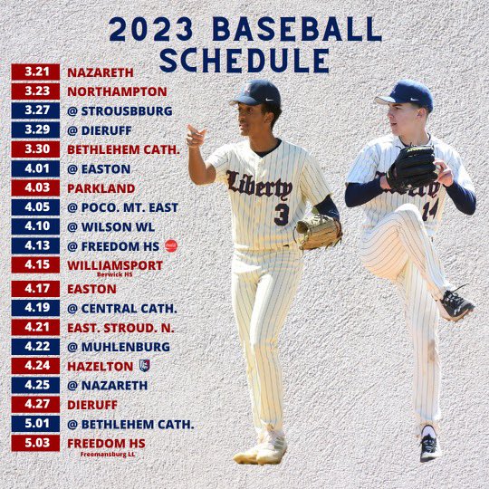 Updated schedule prior to opening day against <a href="/Nazo_Baseball/">Nazareth Baseball</a> tomorrow!  4pm start time at home! You won’t wanna miss this one…