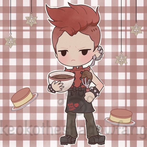 🍮♥️Commission♥️🍮 Another sticker commission for @NotMeAgain6 this time of her OC Zinc! He's so cute-- I mean so serious and tough! 💪 It was really fun to help design some of the outfit details. Remember to kiss your cook! 💋 #shamanking #シャーマンキング #shamankingOC