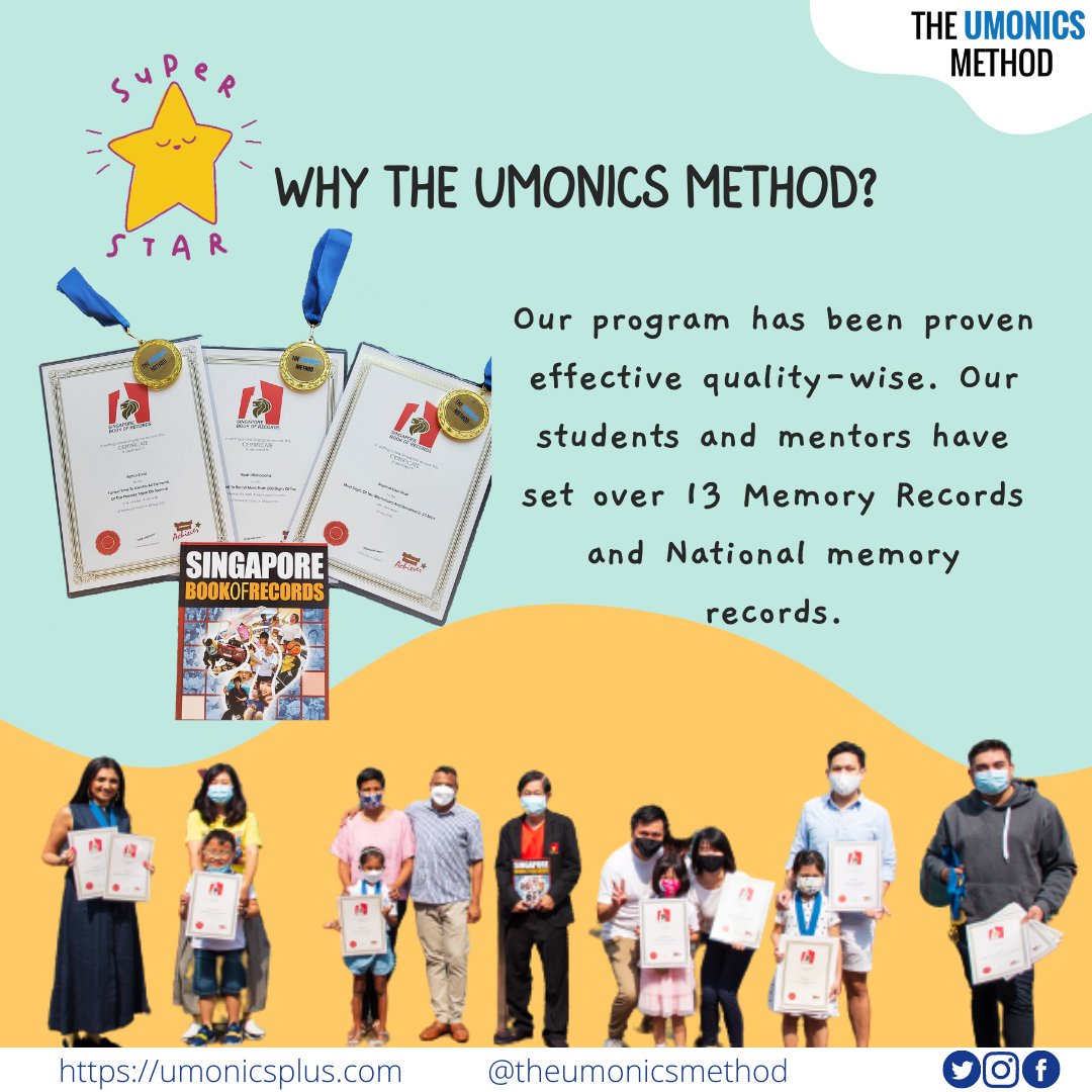 umonics's tweet image. The Umonics Method program has been proven effective quality-wise. Our students and mentors have set over 13 Memory Records in World and National memory records.

#LittleMemoryExperts
#TheUmonicsMethodMemoryTechniques