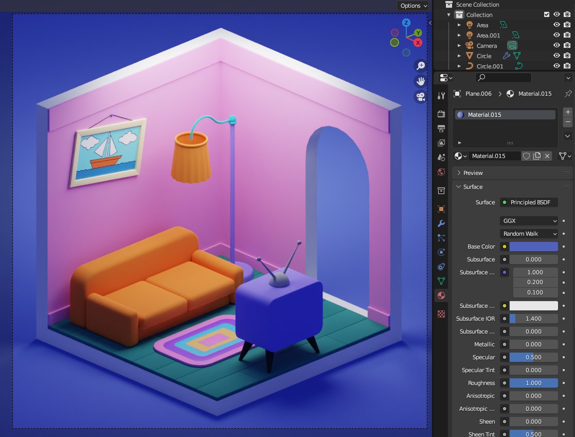 pmarcodelpont's tweet photo. Terminé de asignar #materiales de la cuarta #habitacion en #perspectiva #isometrica en #blender #aprendiendo #tecnicas de #modelado #3d #isometric #room #video #tutorial https://t.co/xusFWUkNr8