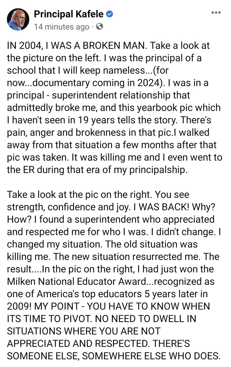 PrincipalKafele's tweet photo. IN 2004, I WAS A BROKEN MAN....(see reflections below) https://t.co/hqYISqD3ty