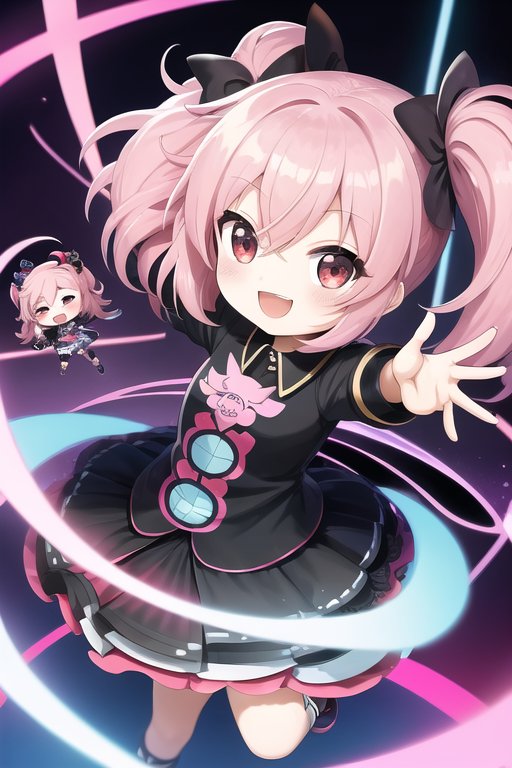 ちびキャラ生成、猫球体、双子、2ガールズ、踊っている、優雅に、幸せな、:D、SDキャラ,デフォルメキャラ、原宿系の10つの呪文を使って、イラストを生成したよ！ ai-rivera.com/r/pCRt7LA3UoFT… #AIイラスト #AIart #AI #Rivera <a href="/ai_rivera_ai/">Rivera（リベラ）</a>から