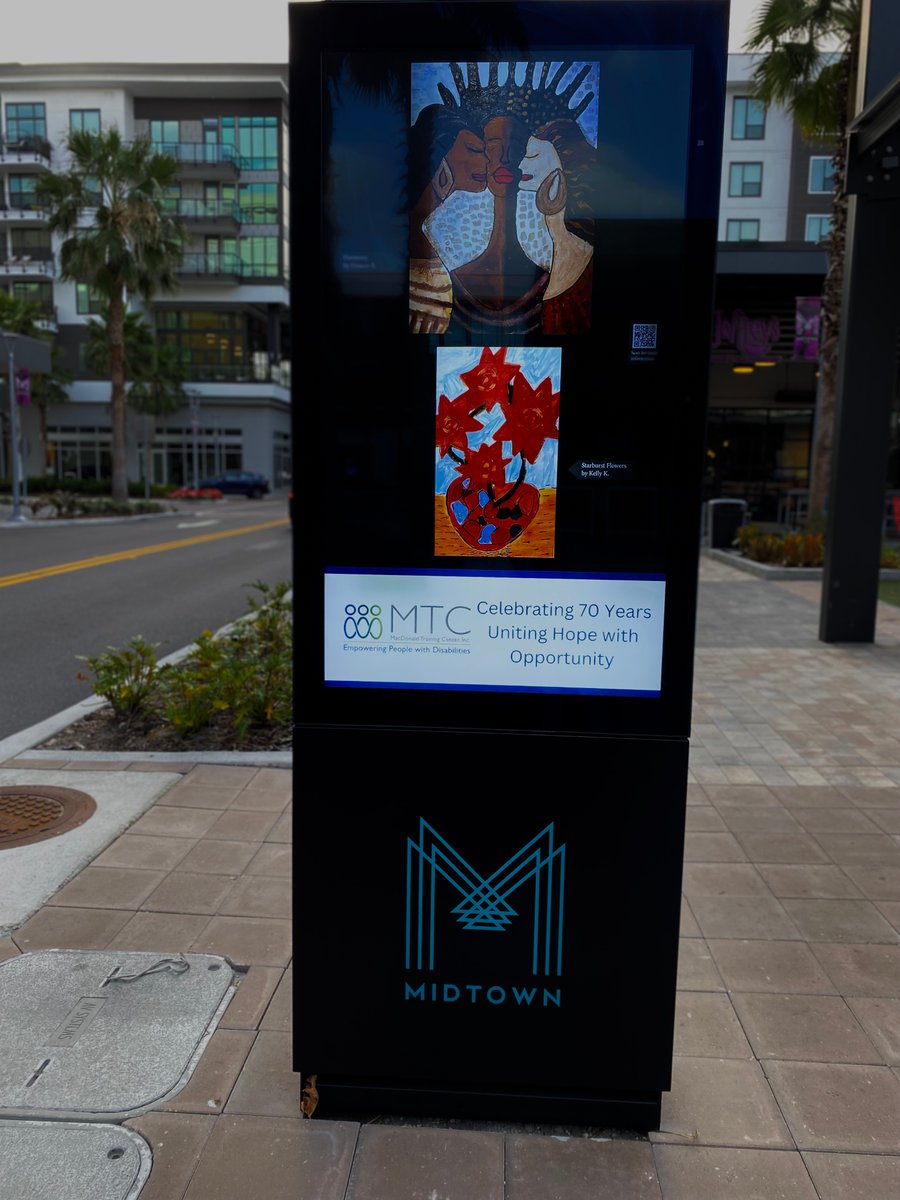 MacDonaldTCnter's tweet photo. Don't Miss This Beautiful Display of MacDonald Training Center 🎨  🖼️ Featuring MTC Artists!! MTC Fine Art is Now LIVE on Electronic Billboards Throughout #MidtownTampa, The Hottest New Destination in Tampa Bay!
#MTCFineArts #ADestinationForAll https://t.co/Pe6zsrwfbb