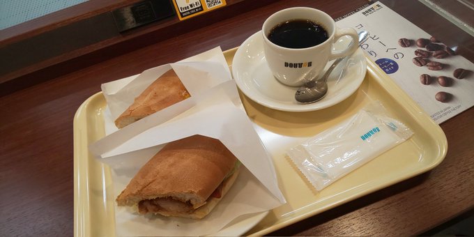 DOUTOR アスティ大垣店(岐阜・大垣市)ミラノサンドＣブレンドＳ列車待ちで軽く、食いっぱぐれ警戒なう。 #いちのかふ