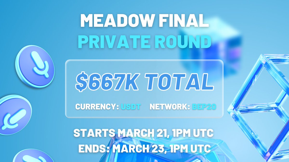 Degen_Radar's tweet image. 📢@meadowlaunch Private Round is getting really closer!👀

Only 10 hours until its kickoff!!🚀

Let's review what Meadow has gained👇

🔶 60,000+ Followers on Twitter
🔶 Ranked top 20 on #Crew3
🔶 50,000+ members on Discord
🔶 7000+ members on Telegram
