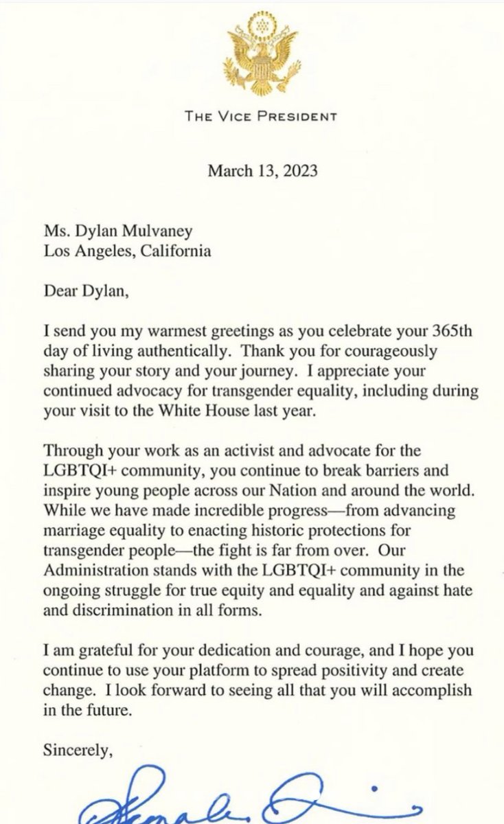 No woman has ever received a letter from a VP congratulating her on being a woman. No, such privilege belongs to a man.