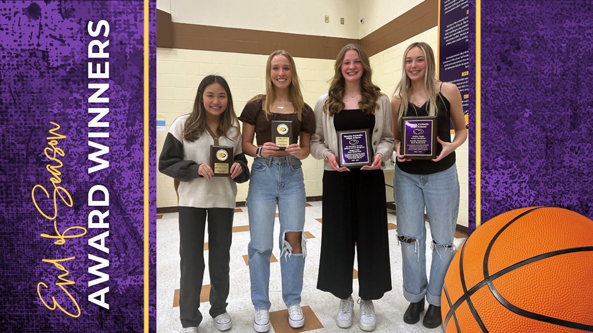 GoldenEaglesGBB's tweet photo. Congratulations to Annie Murphy (Most Improved Award), Caitlyn Sharpe (Coaches Award, Megan Cobb (St. Theodore Guerin Athletic Award) and Natalie Fernandez (Golden Eagle Award) — you ladies are incredible and have given this program so much. Thank you! https://t.co/wa5zk3Hp0G