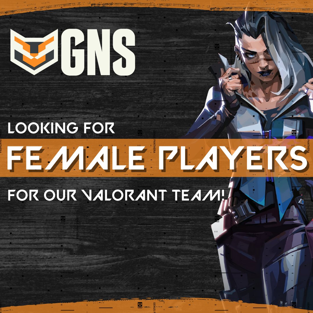 GNSpnthra's tweet photo. Applications for our Female Team Roster are still open!
Interested? Send us a dm!
#GenusPantheraEsports #GNS #Cubz https://t.co/M3tWZcRrAp