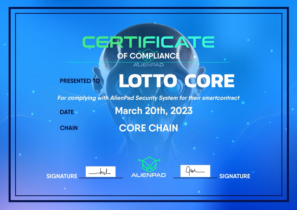 🌟Important Announcement 🎲

We are pleased to inform you that LottoCore has successfully passed the audit and KYC verification process conducted by Alienpad. 

KYC: github.com/AlienPad/Proje…

Audit: github.com/AlienPad/Proje…"

#LOTTO #LOCO #LOTTOCORE #GambleFi #Core #CoreDAO