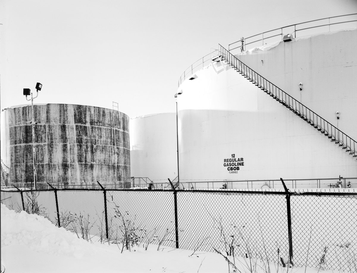 Some more of Ottawa's flammable Regular Gasoline at the pipeline terminal on West Hunt Club Road. I don't really want to know what's in the rusty tank (Deardorff 8x10, 240mm f5.6 Nikkor W, @KodakProFilmBiz TXP 320)