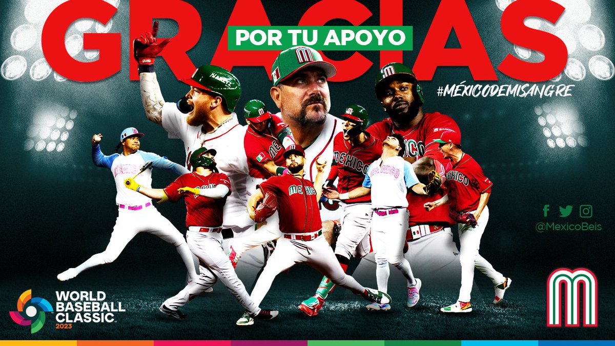 Pusimos el nombre de México en alto y nos llevamos en el corazón todo el cariño de nuestros aficionados ¡GRACIAS! 🇲🇽⚾️🤗

#MéxicoDeMiSangre 🇲🇽🇲🇽🇲🇽🇲🇽