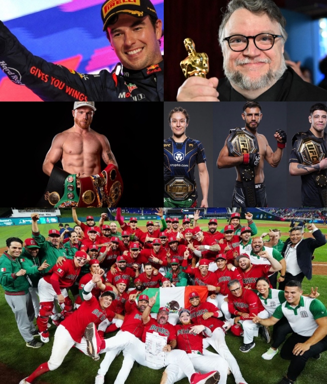 InvictosSomos's tweet image. ➤ La Selección Mexicana es TOP 4 del mundo en Béisbol.
➤ Checo Pérez volvió a ganar en la F1.
➤ El Canelo es el mejor libra por libra del mundo.
➤ Brandon, El Pantera y Alexa Grasso son campeones en la UFC.
➤ Guillermo del Toro ganó otro Oscar.

¡¡VIVA MÉXICO, CABRONES!!