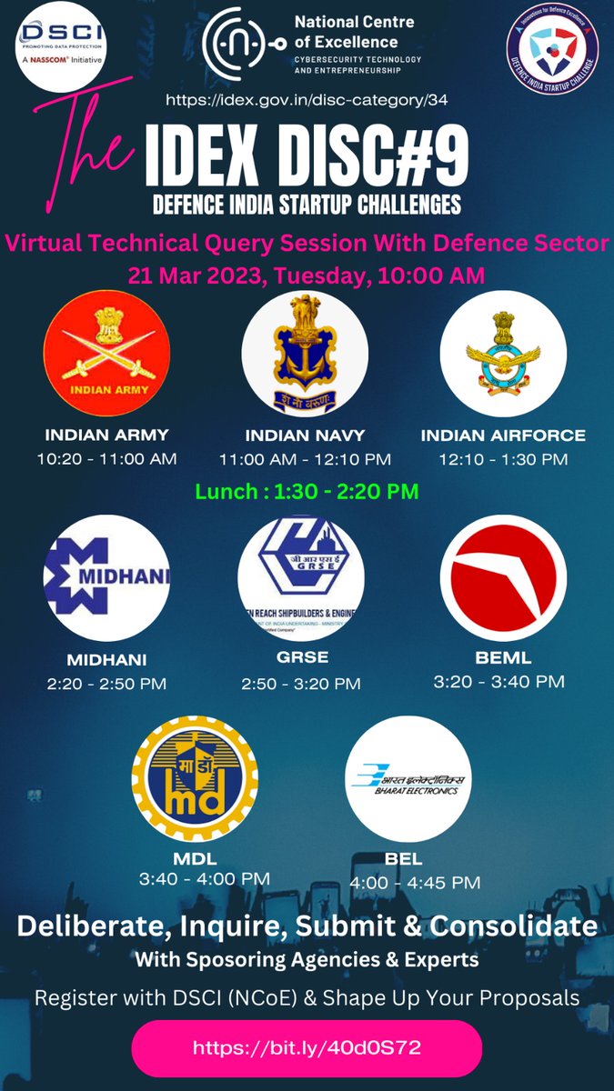 MAGICIncubation's tweet photo. #iDEX & @CoeNational is hosting a virtual Technical Session on #DISC9 challenges launched in the domain of #Cybersecurity
Get clarifications during the virtual technical discussion with experts from #Defence #Academia & #Researchers working in the domain of #Cybersecurity. https://t.co/PYzQ9LQ9pj