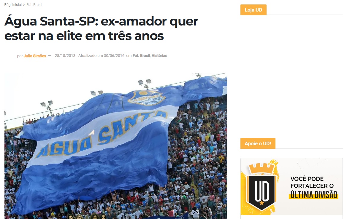 Última Divisão on X: Lembrei hoje que em 2013 já tínhamos um texto sobre o  projeto do Água Santa. A ambição chamava muita atenção. E de fato o time  chegou na elite