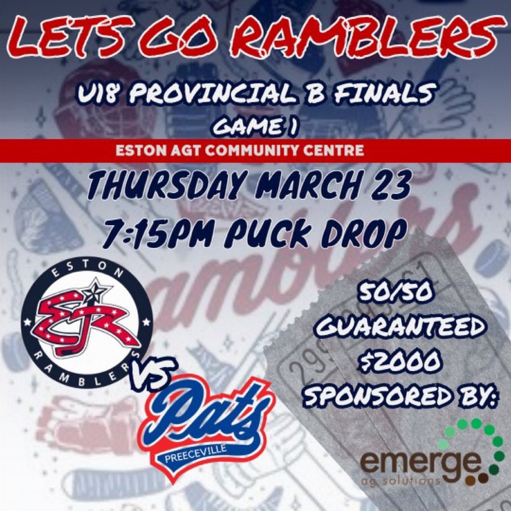 This Thursday, U18 Ramblers host Preeceville for SHA “B” provincial final #ramblernation