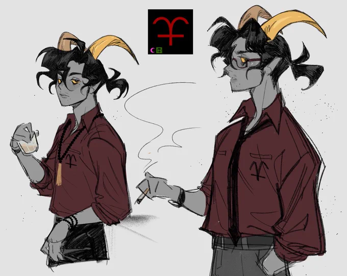 i've been working on a fantroll.. 🫣 their name is Jishen and they're terribly plagued by the voices of the dead LMFAO. he's also a for-hire clairvoyant that helps find clues for unresolved murder cases.

And, to be frank, i am kind of obsessed with them at the moment 