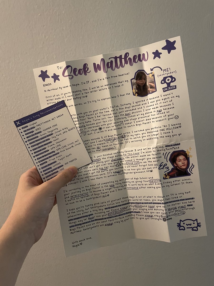 CHAETOKKl's tweet photo. forgot to post this a while ago but it’s been sent !! the letter + song recommendations from me hehe >__< https://t.co/jZUNRfk4M0