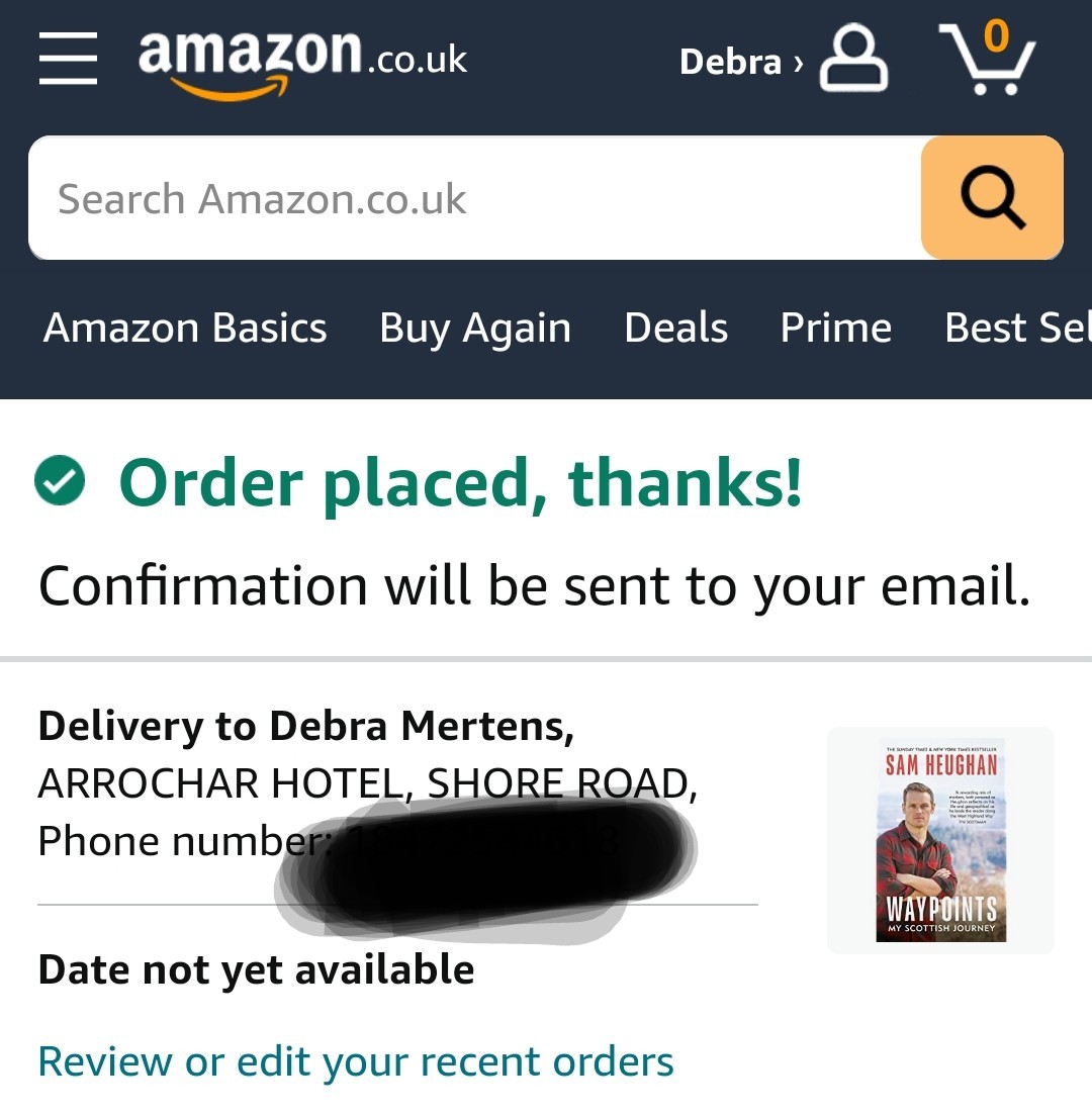 DebbieMertens's tweet photo. Ok, I broke down and ordered Waypoints #4 (not incl Audible). Hope it comes during the 2 weeks I'm at this hotel on Loch Long. #waypointsbook #SamHeughan https://t.co/Pmww96n6LO