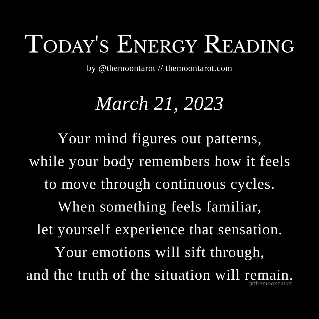 themoontarot_'s tweet photo. Today's Energy Reading: March 21, 2023

Today’s New Moon in Aries follows the Equinox, revving up our engines. Excitement, angst, and the urge to break through are major emotional themes moving through the next few days. https://t.co/IxyfpSdy6v