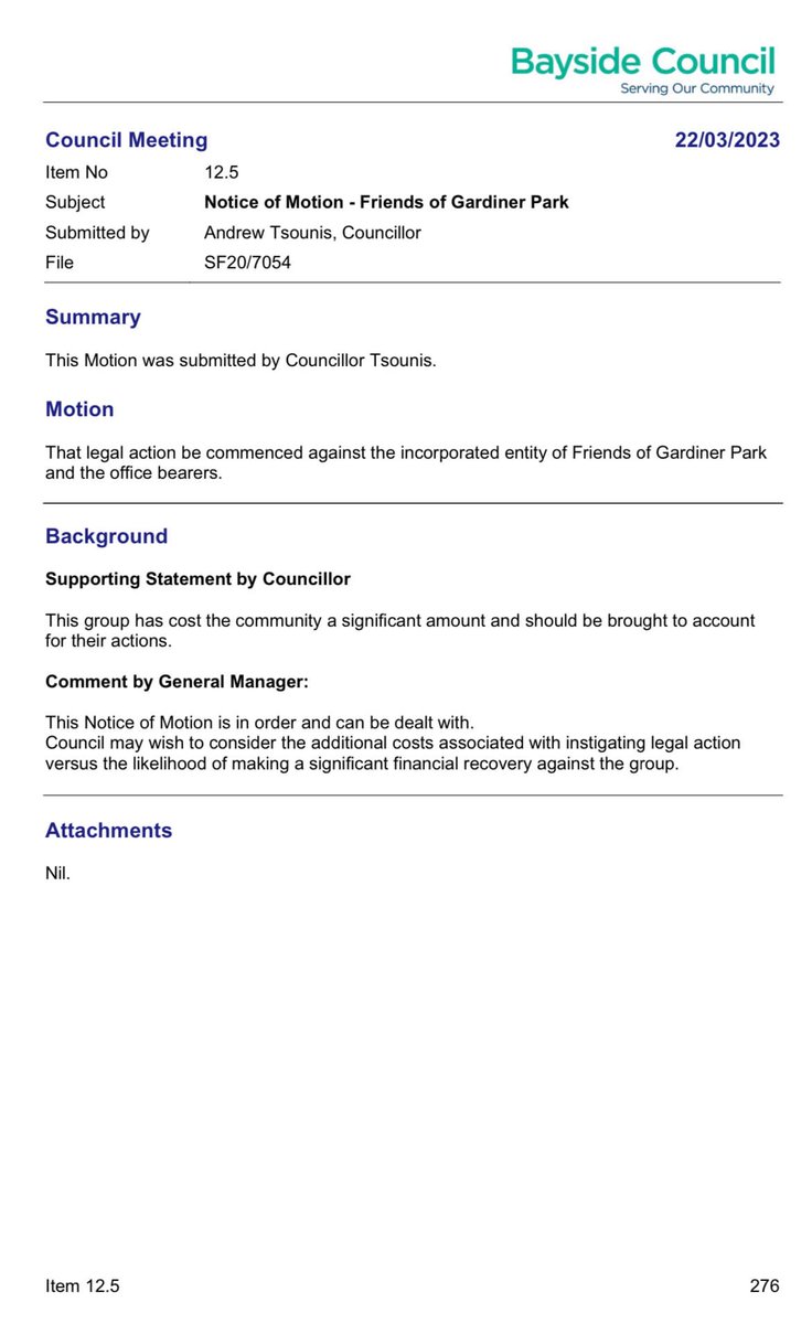 GardinerPark's tweet photo. Motion 12.5 to commence legal action against Friends of Gardiner Park,an incorporated association concerned with cummulative health and enviro issues with #syntheticturf @BaysideNSW meeting Wed 22, 2023.  On-line at Youtube https://t.co/OIB6plsymu
@BaysideBeacon @theleadernews https://t.co/69xxIQLrX3