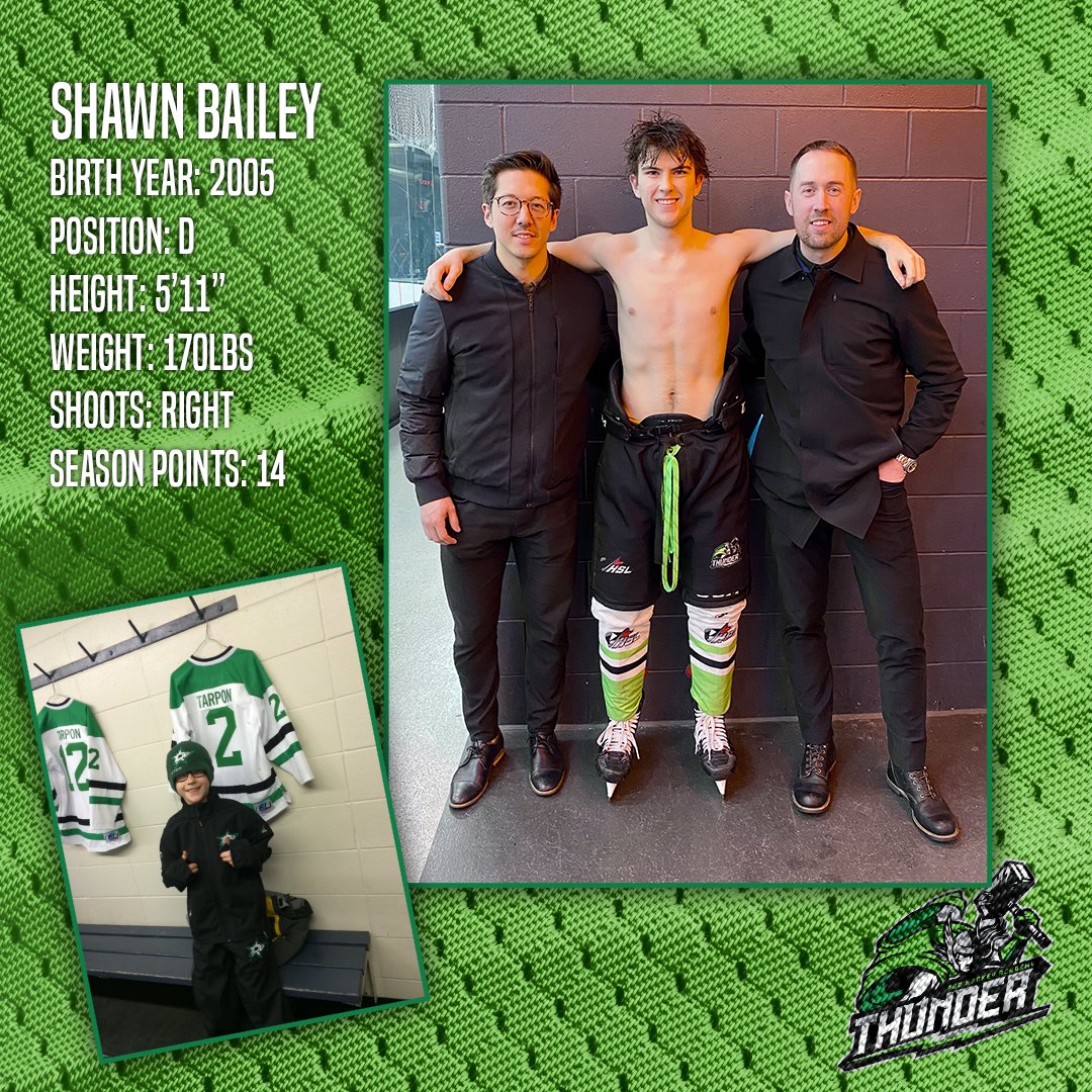 Thunder Pro are proud to be a part of Shawn's grad year. His contributions on and off the ice as a solid, skilled defender &amp; friendships forged will serve him well in all his endeavours. Thank you Shawn!
GP: 31  |  G: 3  |  A: 11  |  TP: 14  |  PIM: 65
bit.ly/ShawnBailey