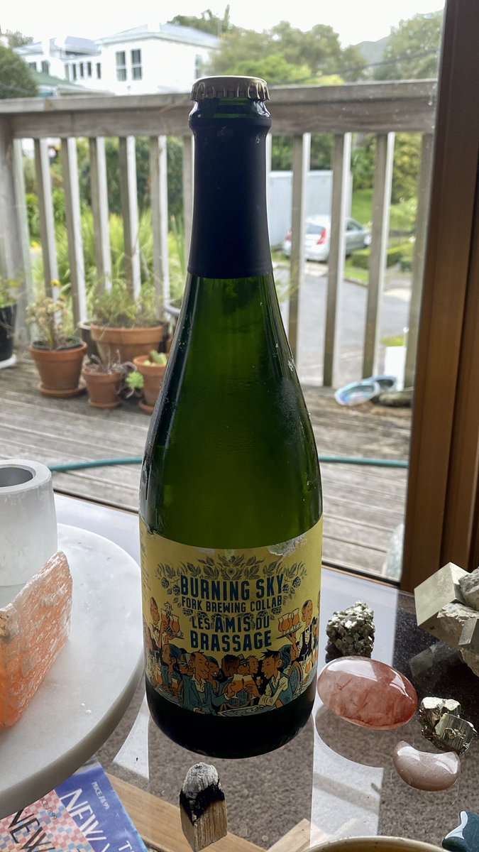 A beautiful bottle battered on its voyage from Sussex, England to Wellington, NZ. But the taste and the aroma! Exquisite work, <a href="/burningskybeer/">burningskybeer</a> &amp; <a href="/MarkCTranter/">Mark Tranter</a>… if this was my last, I’d be happy.