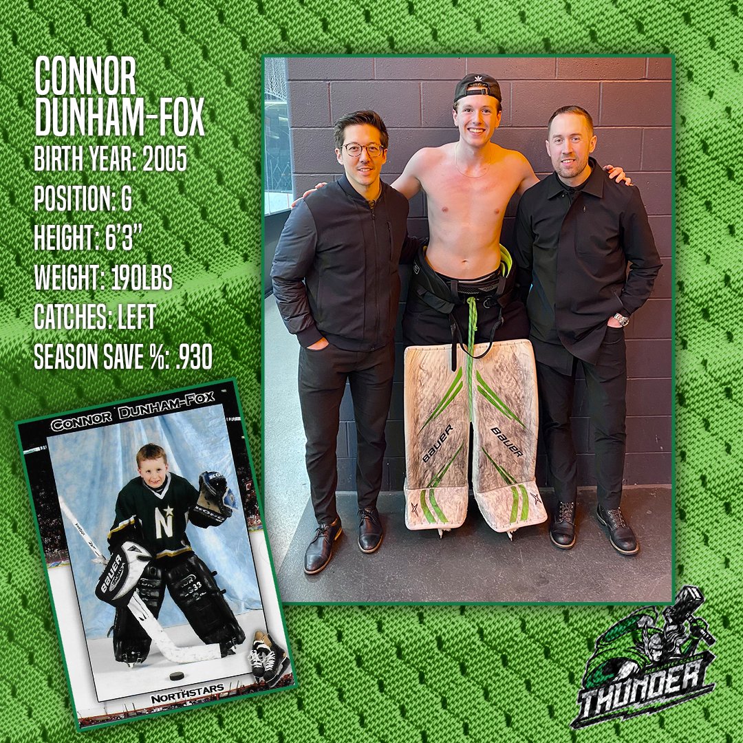 Thunder Pro are proud to be a part of Connor's grad year. An absolute monster in net and the friendliest teammate off the ice.  Thank you Connor!
GP: 17  |  GAA: 2.23  |  SV%: .930  |  SO: 0  |  WLT: 12-2-2
bit.ly/ConnorD-F