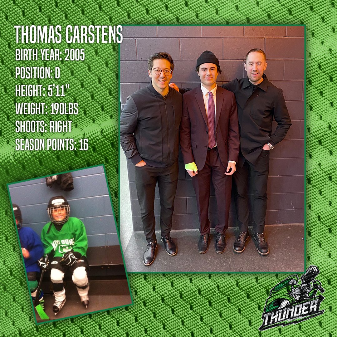 Thunder Pro are proud to be a part of Thomas's grad year. Carstens' ability to hold the line &amp; punish the other team for their mistakes is fun to watch - in spite of a broken wrist in the semis! Off ice he's known for his quiet kindness.  Thank you Thomas!
bit.ly/ThomasCarstens