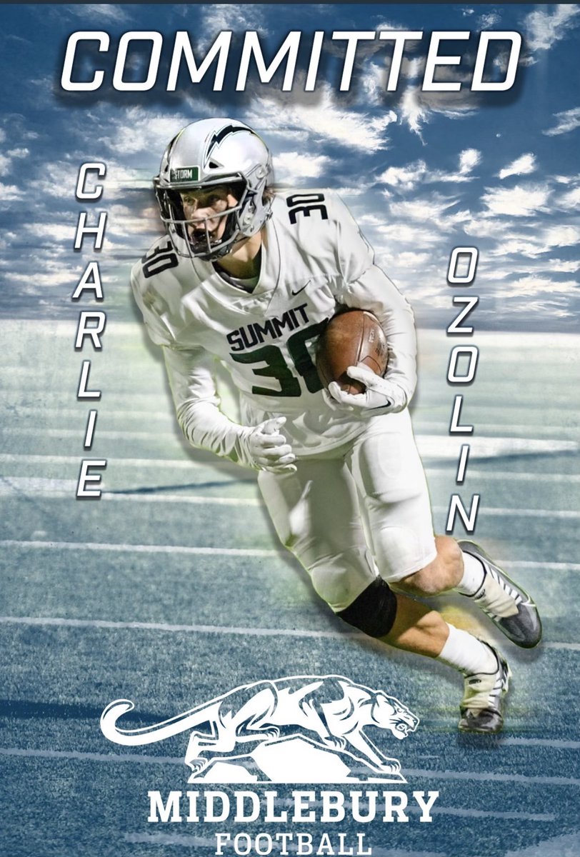 Charlie Ozolin (@ozolincharlie) on Twitter photo Time for the next chapter <a href="/MiddFootball/">Middlebury Football</a> @MiddCoachCarr <a href="/MiddFBMandigo/">Doug Mandigo</a> Thanks to <a href="/Summitstorm_FB/">Summit Storm Football</a> and all my coaches teammates, family and friends for the great run <a href="/JordanJ_/">Jordan Johnson</a> <a href="/PrepRedzoneOR/">Prep Redzone Oregon</a> <a href="/247Sports/">247Sports</a> <a href="/ByBrianRathbone/">Brian Rathbone</a> <a href="/AndrewNemec/">Andrew Nemec</a> Time for the next chapter <a href="/MiddFootball/">Middlebury Football</a> @MiddCoachCarr <a href="/MiddFBMandigo/">Doug Mandigo</a> Thanks to <a href="/Summitstorm_FB/">Summit Storm Football</a> and all my coaches teammates, family and friends for the great run <a href="/JordanJ_/">Jordan Johnson</a> <a href="/PrepRedzoneOR/">Prep Redzone Oregon</a> <a href="/247Sports/">247Sports</a> <a href="/ByBrianRathbone/">Brian Rathbone</a> <a href="/AndrewNemec/">Andrew Nemec</a>
