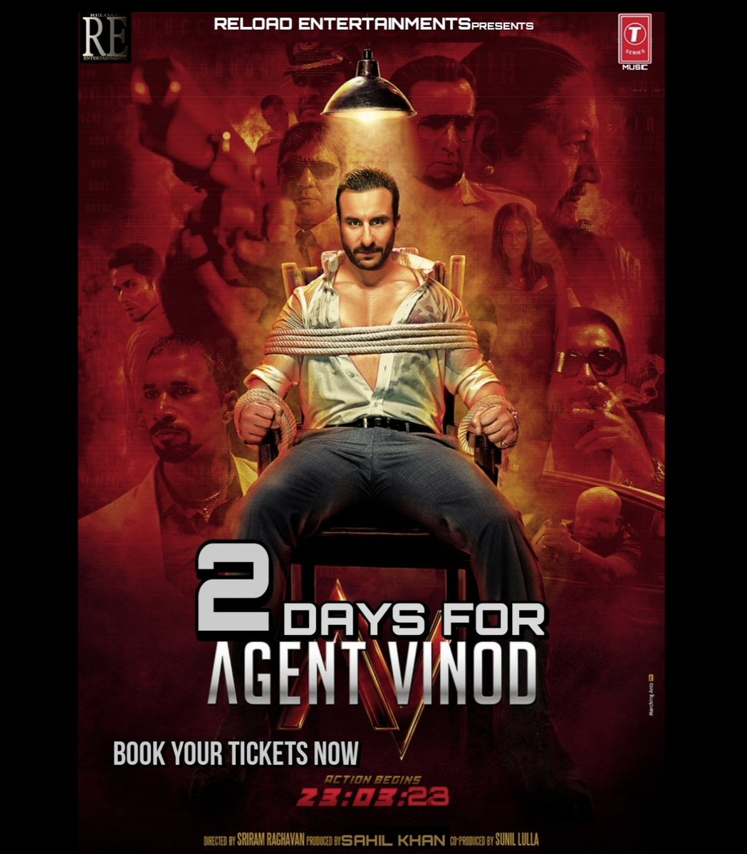 2 Days to go for #AgentVinod 🔥
.
.Book Your Tickets Now on Bookmyshow
.
.
.Celebrate #AgentVinod with #RE only on this 23 March in Cinemas near you.
.
.
.#SaifAliKhan @kareenakapoorkhan #SriramRaghavan