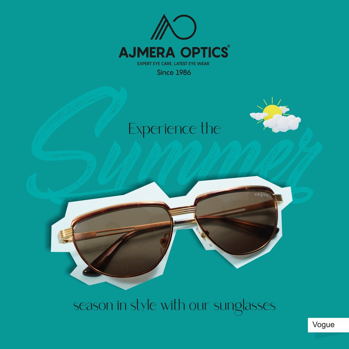 Keep an eye 👁 on our latest summer trends!
Visit our store for your perfect pair of sunglasses.
#AjmeraOptics @ Maninagar
@vogueeyewear
.
🌐 ajmeraoptics.com
.
.
#summerfashion #cool #FestiveFeeling #EyewearLove #ContactLens #AjmeraOptics #Optics #Optician #trendinglooks