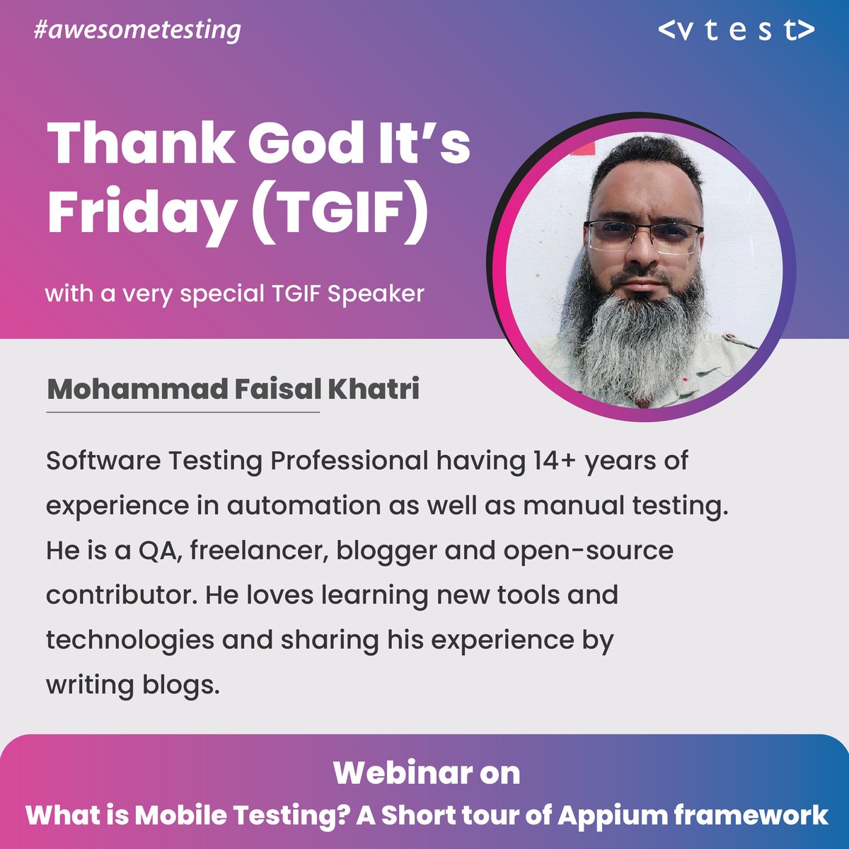 Our TGIF session last Friday was fantastic! 

@mfaisal_khatri, our guest speaker, shared his expertise on mobile testing and Appium framework. 

Thank you, Mr. Faisal, for inspiring us to strive for excellence. 

#mobiletesting #appiumframework #vtest #awesometesting