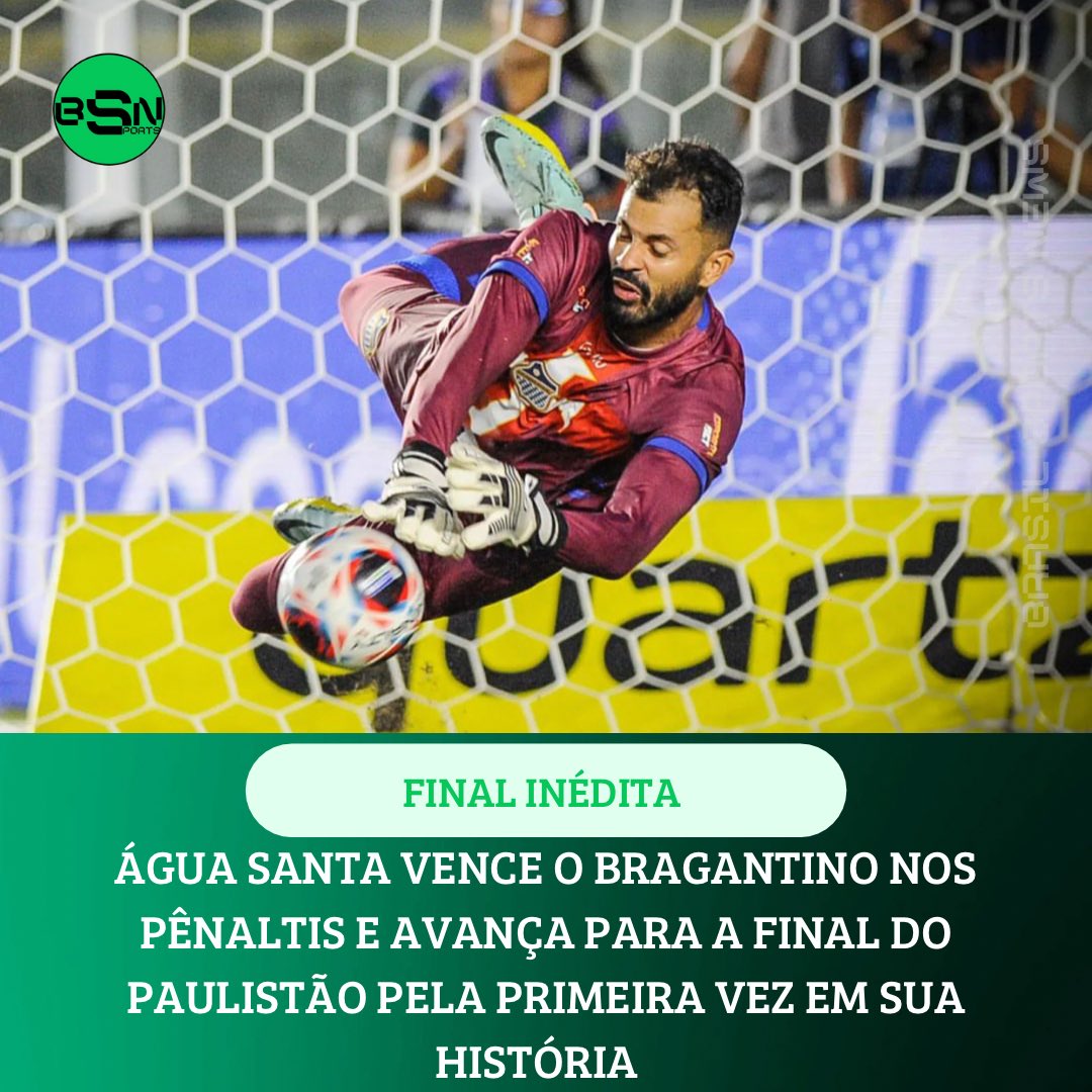 BSN_brasil's tweet photo. NETUNO É O TERROR DO ABCD!!!! 

O Água Santa leva Bragantino para os pênaltis, vence e avança para a final do Paulistão pela primeira vez em toda a sua história. 

Que trajetória incrível do Netuno! 

O jogo foi 1 a 1 e nos pênaltis a equipe de Diadema venceu por 4 a 2. https://t.co/bLMS2hOdX1