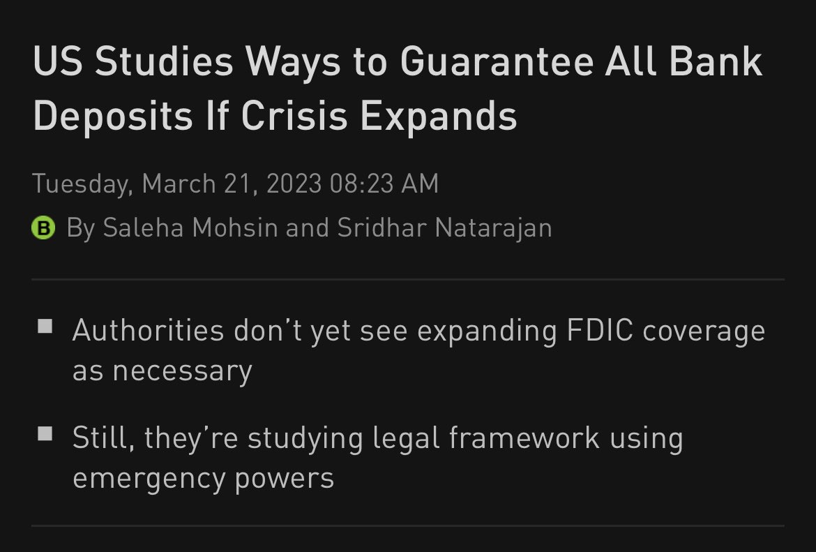 CryptoHayes's tweet photo. “Studying” 🧐
The answer will be very clear to them once another mid size bank who can’t access #banktermfundingprogram fails.
Infinite money printing to “save” the banking system is not far away.
$BTC = $1mm https://t.co/xCrLtrpP7m