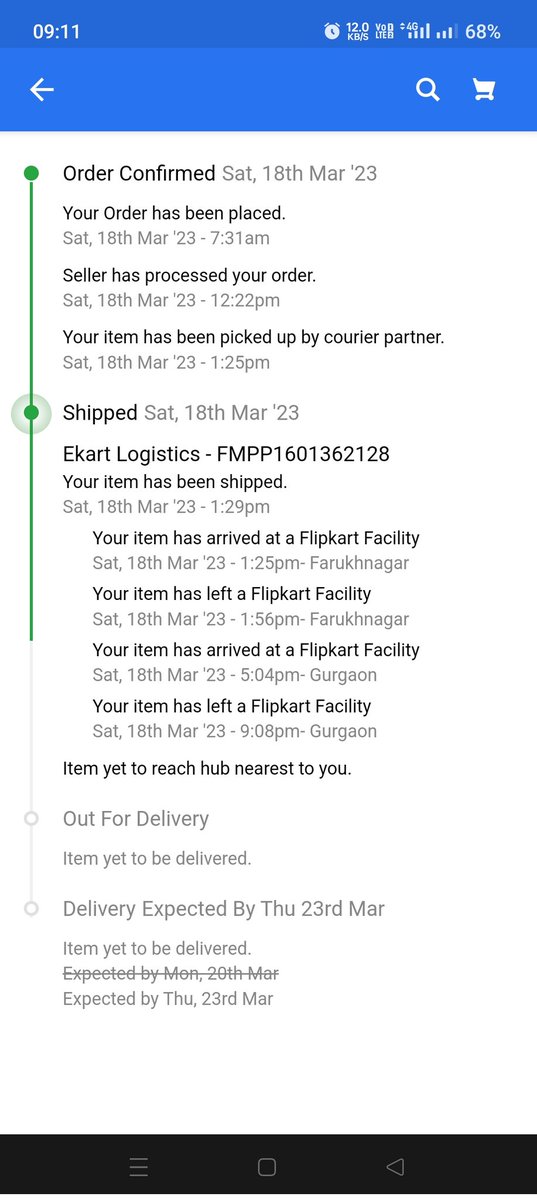 AnujKumar62831's tweet photo. What is this happening.  Can't understand anything.  When taking the order, they show that it will be delivered in 2 days.  Now the delivery date has been extended by 3 more days.  I am not in a position to wait much longer.
Pls update about it's.
@Flipkart @flipkartsupport https://t.co/FvjG4XTA7d