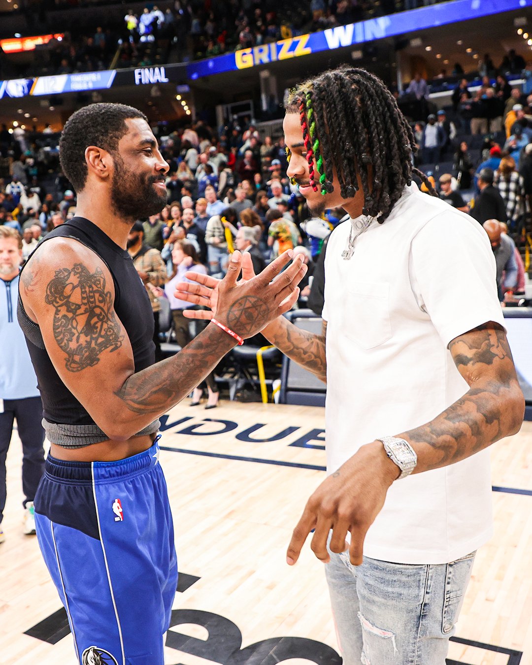 Sporting News NBA on X: "Kyrie Irving showed love to Ja Morant after the game 🤝 https://t.co/2BEJA25nMY" / X