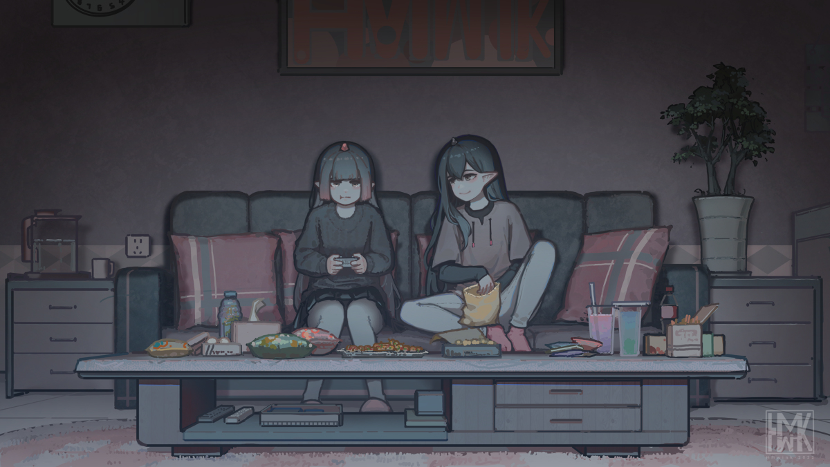 HUAMwink's tweet photo. 晚上关灯一起打游戏的好姐妹 #插画 #女孩子 #女の子 #原创 #少女 #姐妹 #百合 https://t.co/KBi4xTifms https://t.co/O6AL8g7QmZ