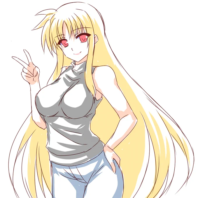 フェイトさん私服ピースピース隠しきれないππ 