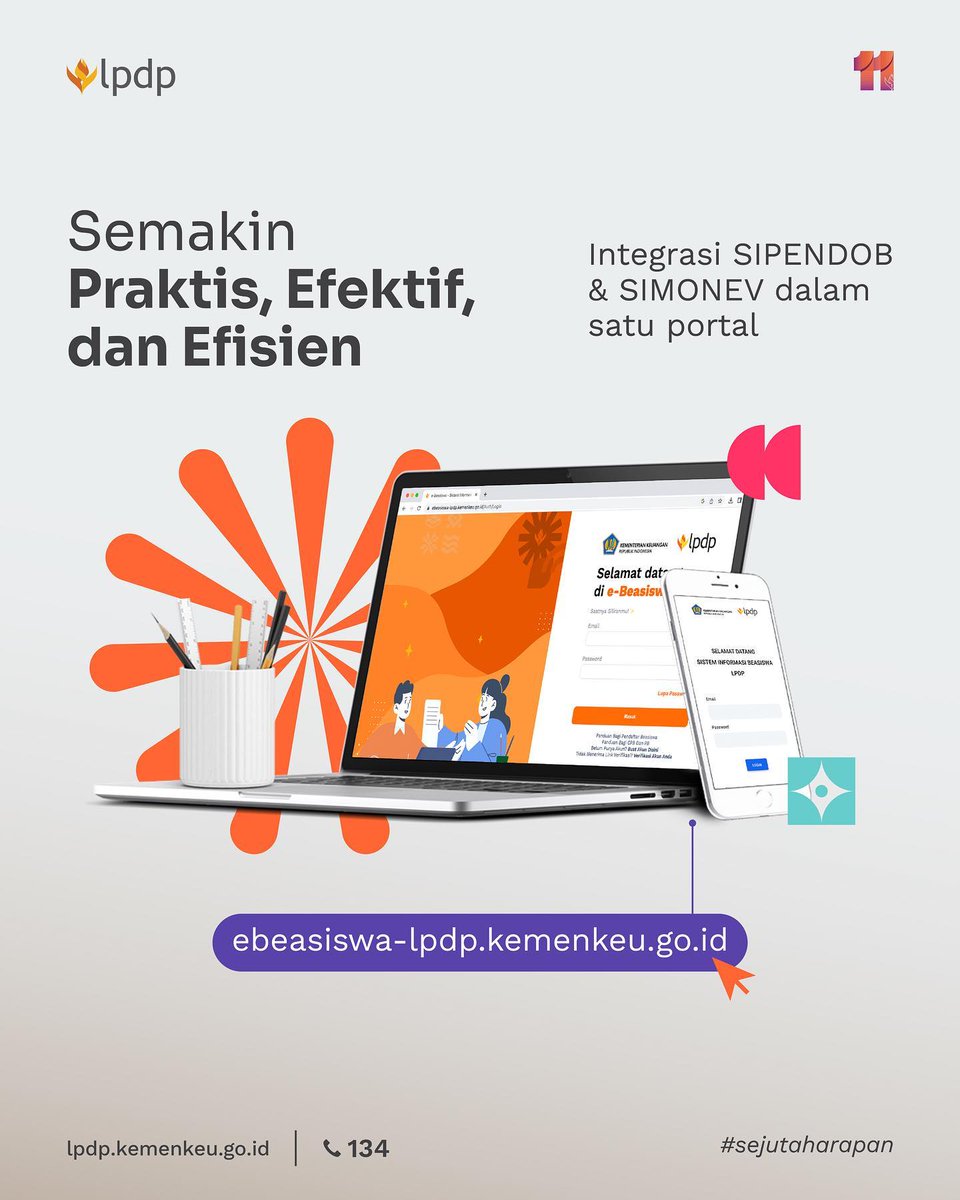 Urus Beasiswa Kini Semakin Mudah! ✨

Kalau dulu Awardee LPDP harus paham betul SIPENDOB dan SIMONEV dalam mengurus administrasi dan keuangan beasiswa, kini semuanya cukup di satu kanal saja yaitu ebeasiswa-lpdp.kemenkeu.go.id!! 😱

Wah, apa saja yang akan beda?

#DiriuntukNegeri