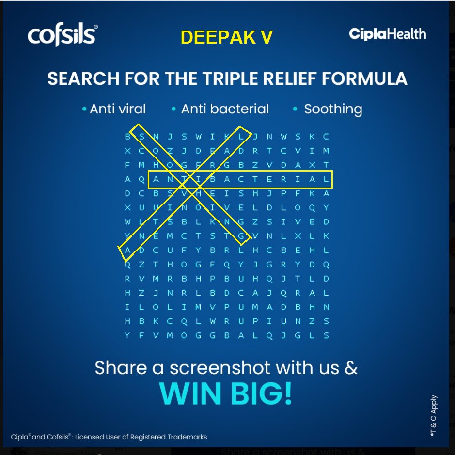 @cofsils Spotted the Triple Relief Formula and marked in the attached image.  @cofsils
 #Cofsils 
 #contestalert #contestalertindia #india  #amazingprizes #Cofsils #SoreThroat #Sore #Throat #Remedy #sorethroatremedy #lozenge #lozenges #Health #killsgerms #QuickRelief #Quick #Relief #5mins