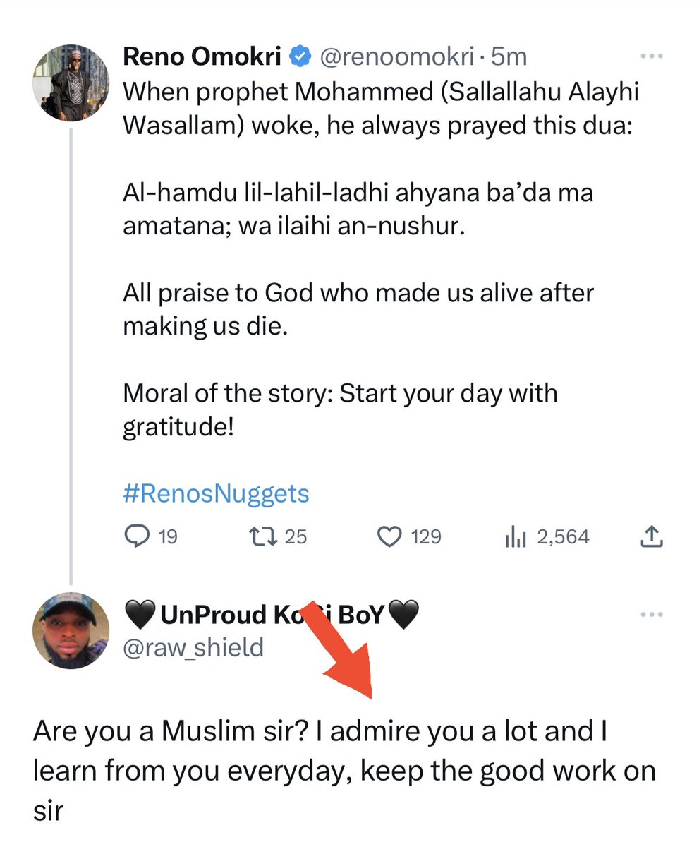 Dear <a href="/raw_shield/">🖤UnProud KoGi BoY🖤</a>,

Thanks for your feedback. No. I am very definitely not a Muslim. However, I have read the Quran. I follow Yeshua Hamashiach (Isa Kalimatullah). I have nothing but love and admiration for prophet Mohammed (Sallallahu Alayhi Wasallam) and Muslims.

#RenosNuggets