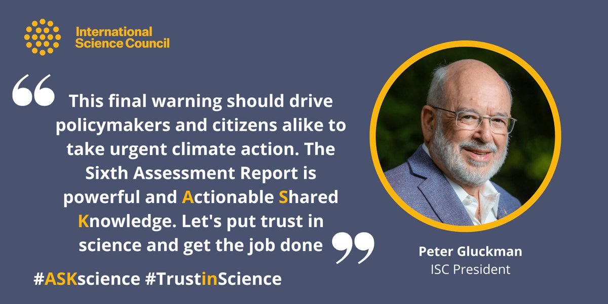ISC's tweet photo. 🌍The ISC commends the scientists, researchers and experts who volunteered their time to provide this critical assessment for the @IPCC_CH and the world. #AR6 #climatechange #ASKscience #TrustInScience @PresidentISC @PeterGluckman
👉 https://t.co/EMpmRfDfAV https://t.co/Ppns9Mks4Z