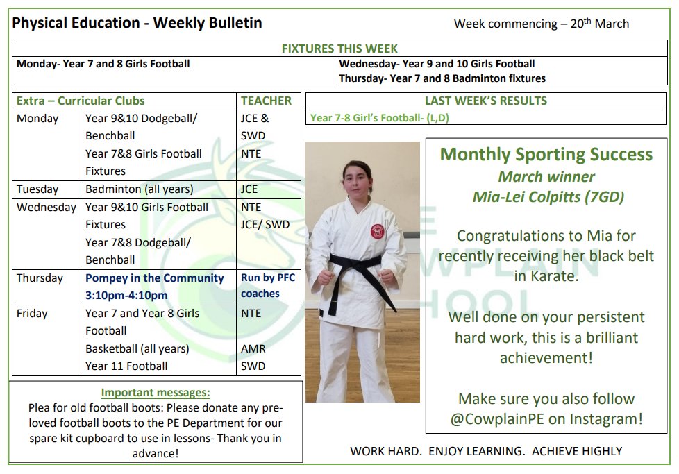 Our PE weekly bulletin - Monday 20th March 2023.