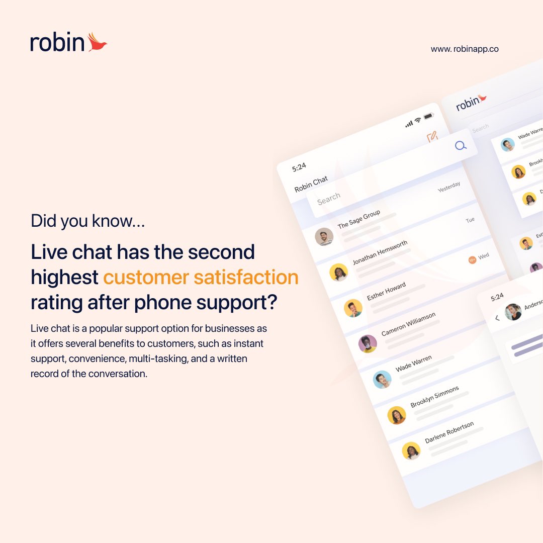 Robinapp_'s tweet photo. Customers continuously want to chat with businesses online easily. Live chat offers convenience, allows for multi-tasking and creates records for both customers and enterprises.
Visit: https://t.co/L1pQYPvaqX to get started with Robin
#robin #sdk #api #inappchat https://t.co/xcFTbo5fmh