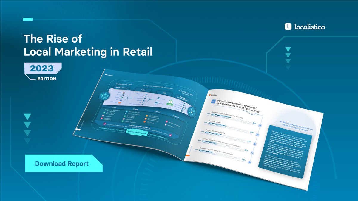 We are delighted to announce the launch of our report, “The Rise of Local Marketing in Retail 2023”, Localistico’s annual publication comparing industry changes and delving into upcoming challenges and trends that are shaping retail in 2023.
Download here: hubs.ly/Q01HD2mQ0