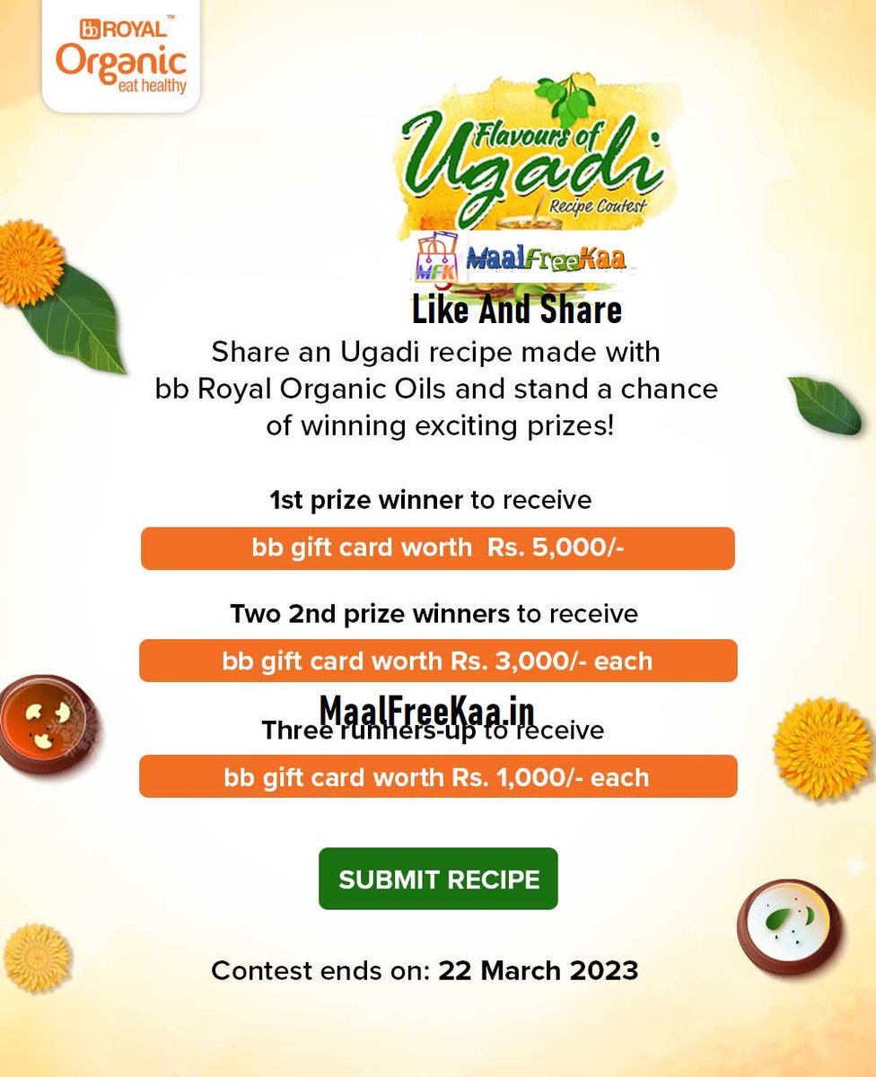 Flavours of Ugadi Recipe Contest Win Prize 11,000

#Play Here & #Win #MaalFreeKaa
maalfreekaa.in/2023/03/philip…

#Ugadi #UgadiFood #FreeMeals #UgadiContest #RecpieContest #Contest #Contest #HappyUgadi